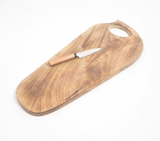 Hand Cut Mango Wood Elongated Serving Platter