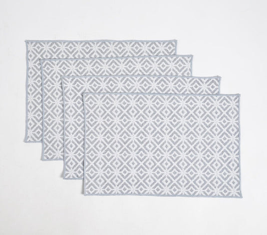 Woven Grey on White Diamond Placemats (set of 4)