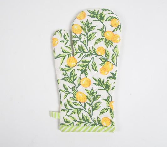 Handblok bedrukte tropische citrus ovenwant