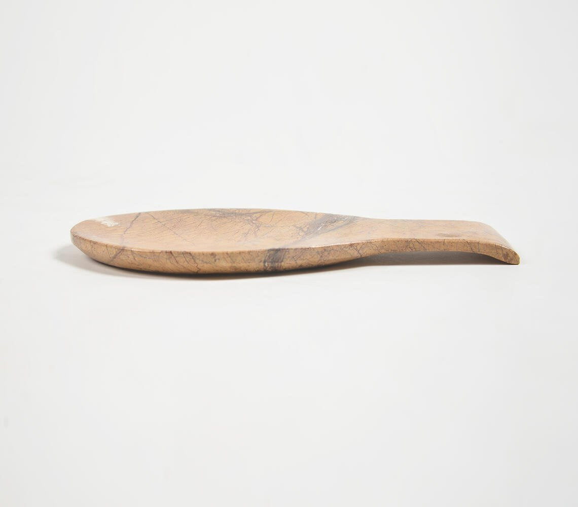 Fish-Shaped Ochre Marble Spoon Rest