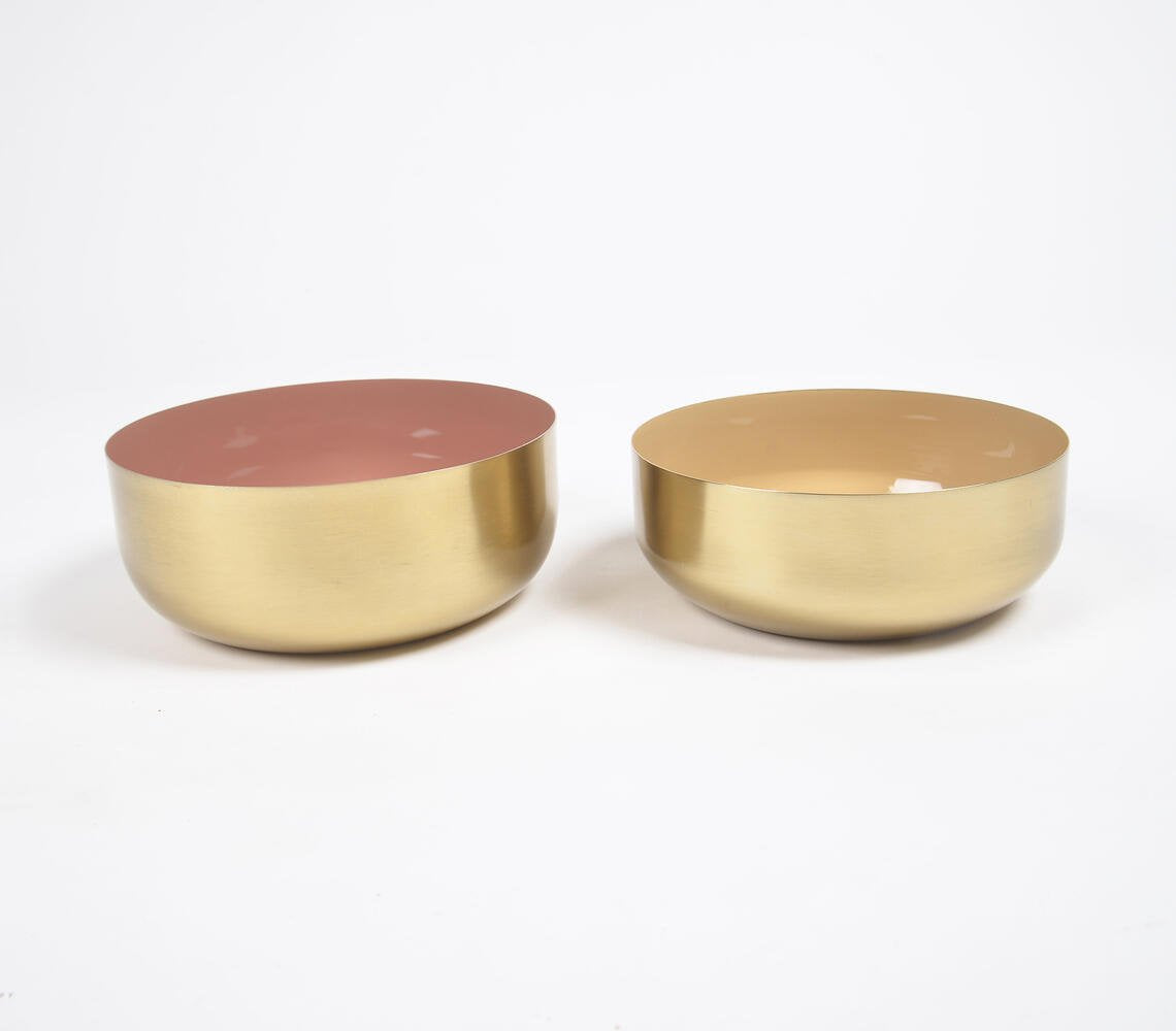 Enamelled Iron Dusty Rose & Beige Serving Bowls (set of 2)