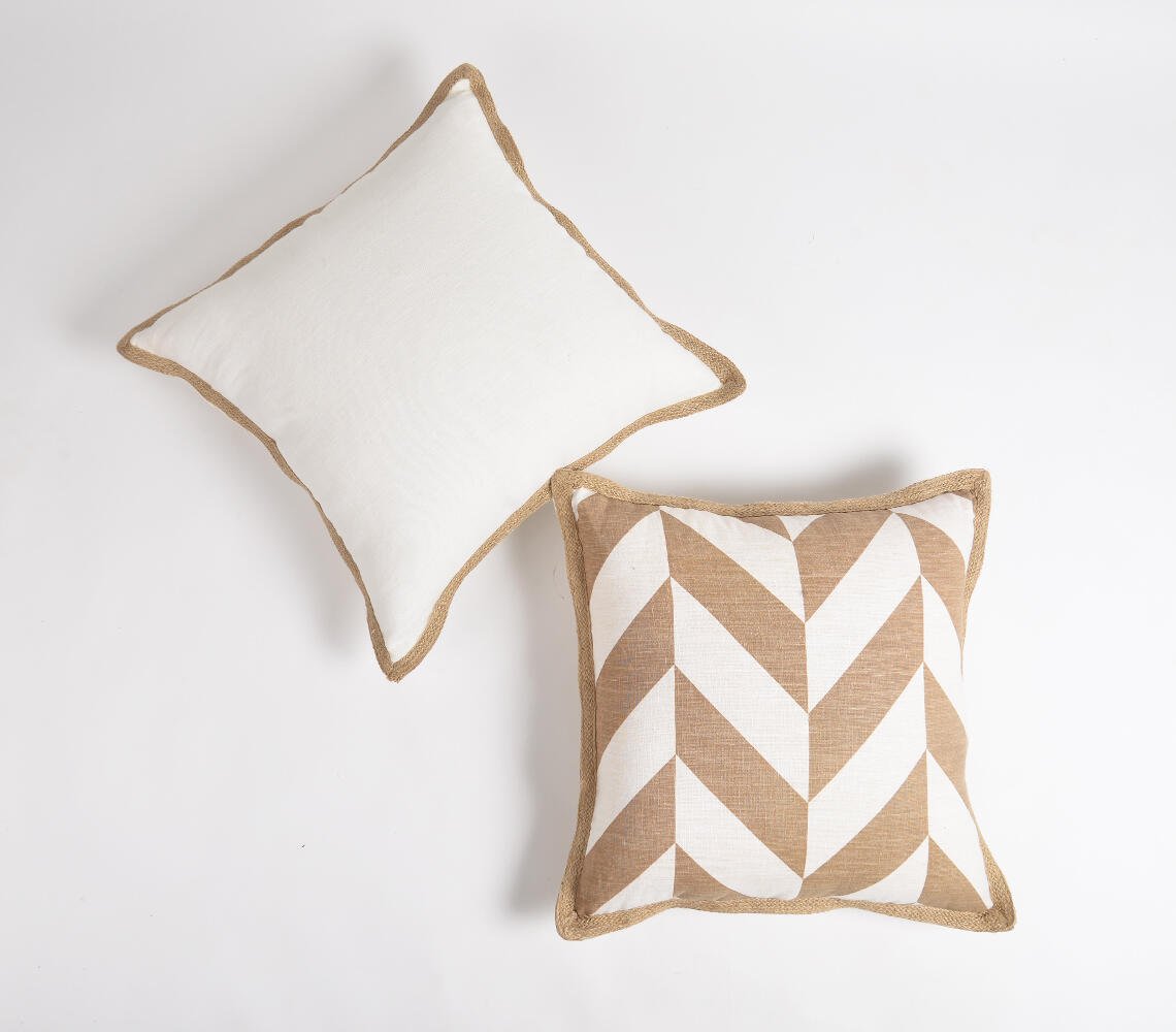 Solid Jute Border Cushion cover