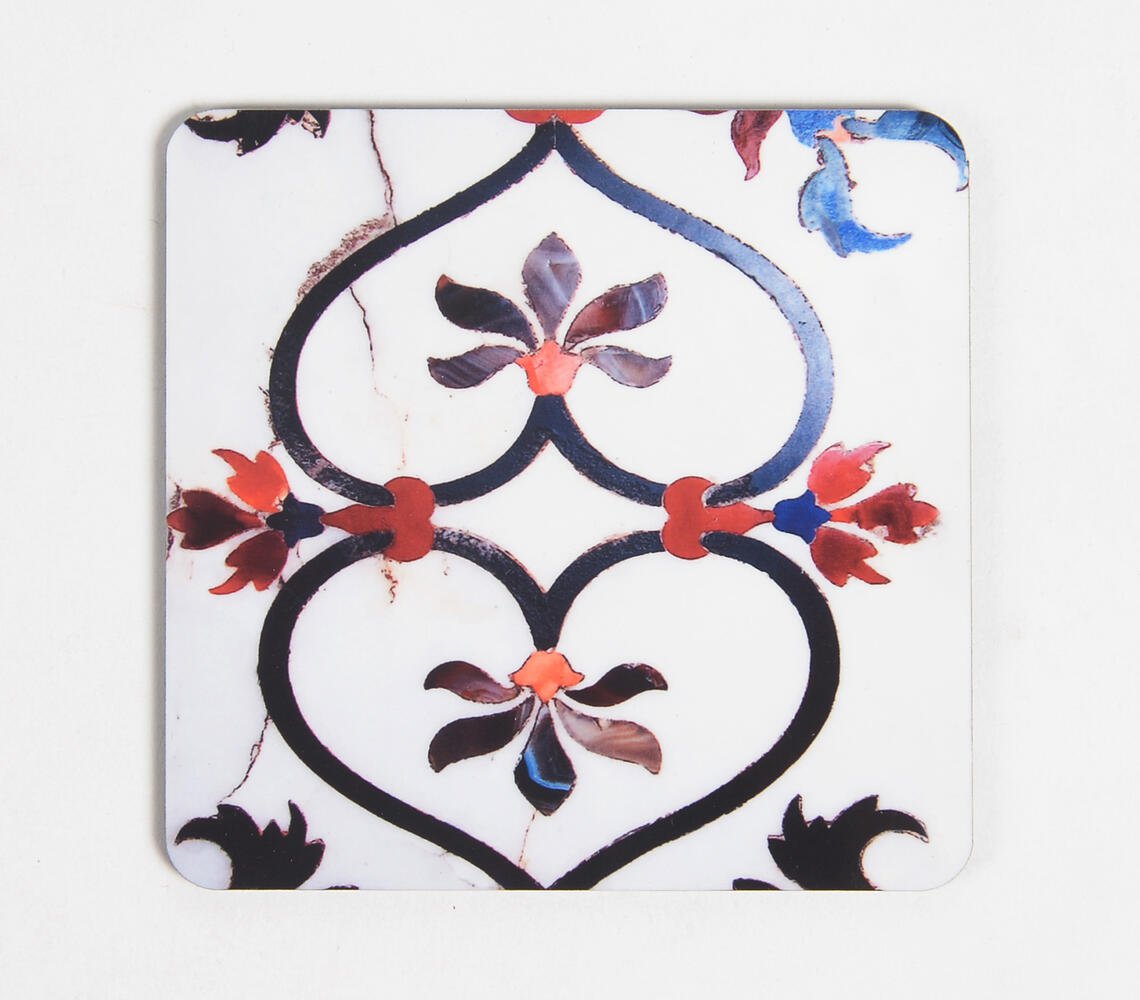 Taj Mahal Floral Laminated & Laser Cut MDF Coasters (set of 2)