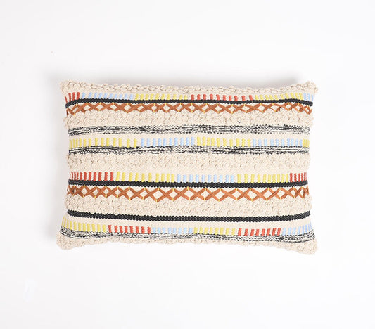 Woven & Embroidered Cotton Lumbar Cushion cover