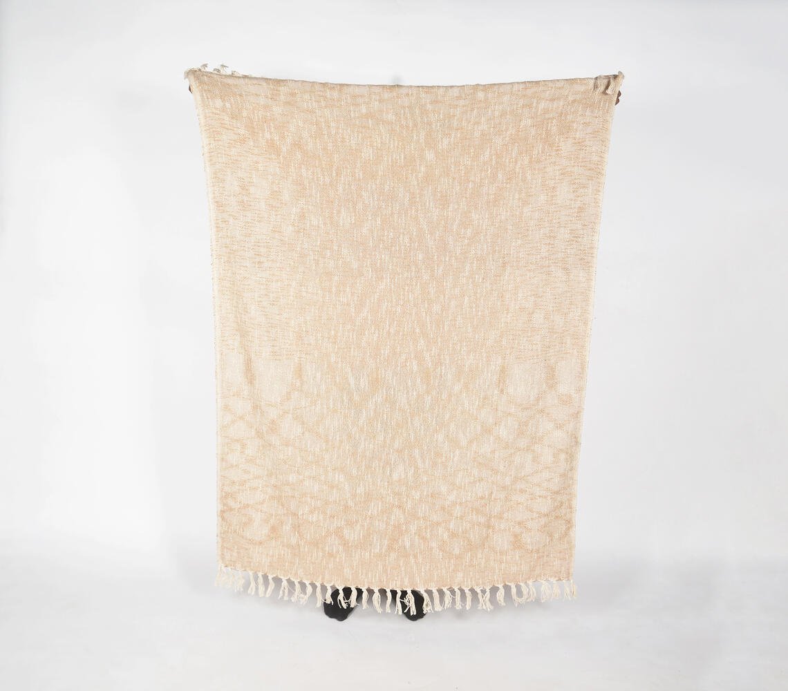 Solid Beige Cotton Throw