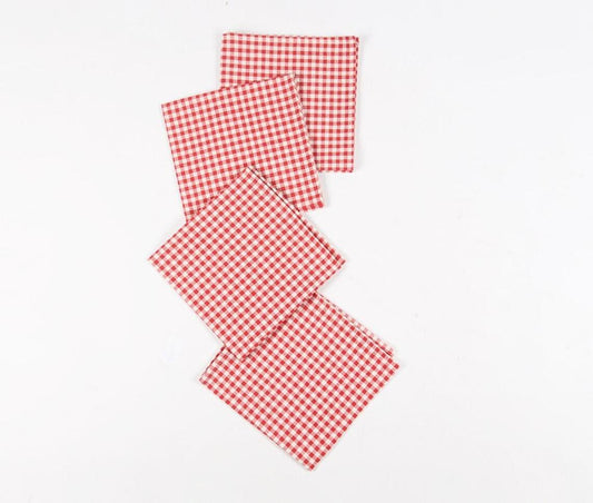 Mini Red Checkered Napkins (Set of 4)