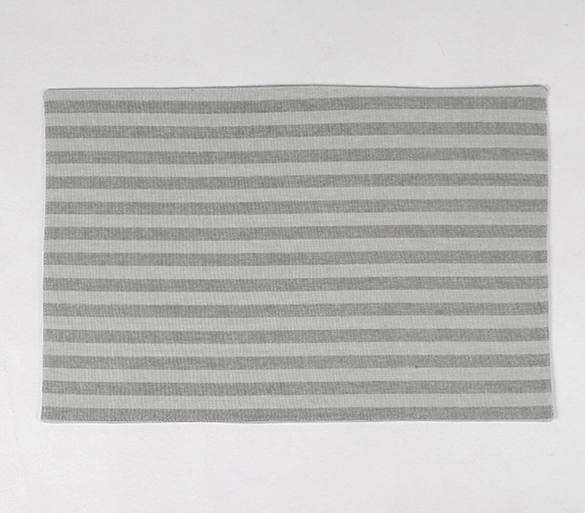 Striped Grey Cotton Placemats (set of 4)