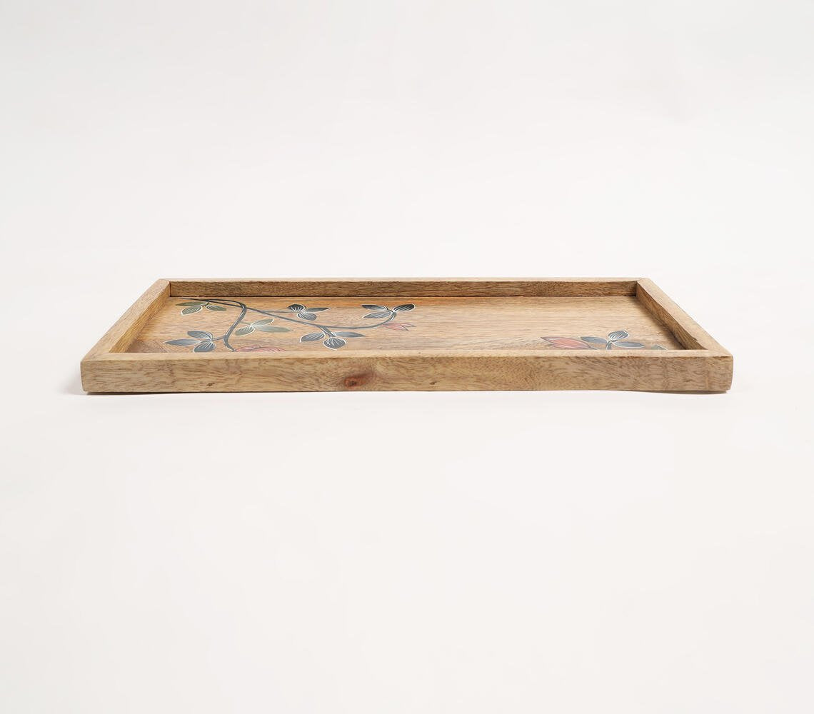 Hand Painted Mango Wood Botanical Serving Tray