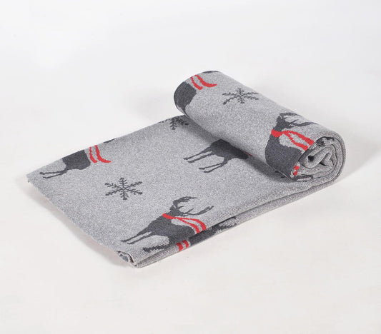 Winter Reindeer Handloom Cotton Throw