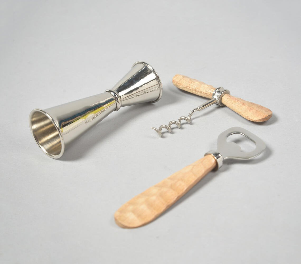 Stainless Steel Bar Tools Set with Mango Wood Handles