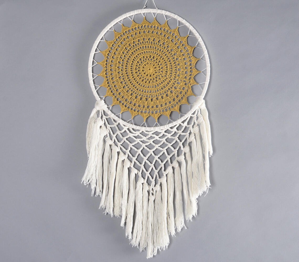 Crochet Mustard Mandala Dreamcatcher