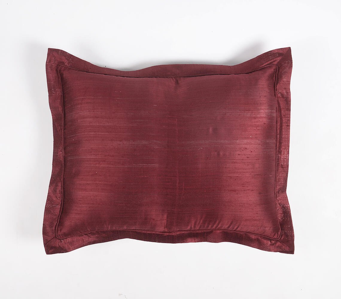 Solid Scarlet Silk Pillow cover with piping, 25 x 20 inches