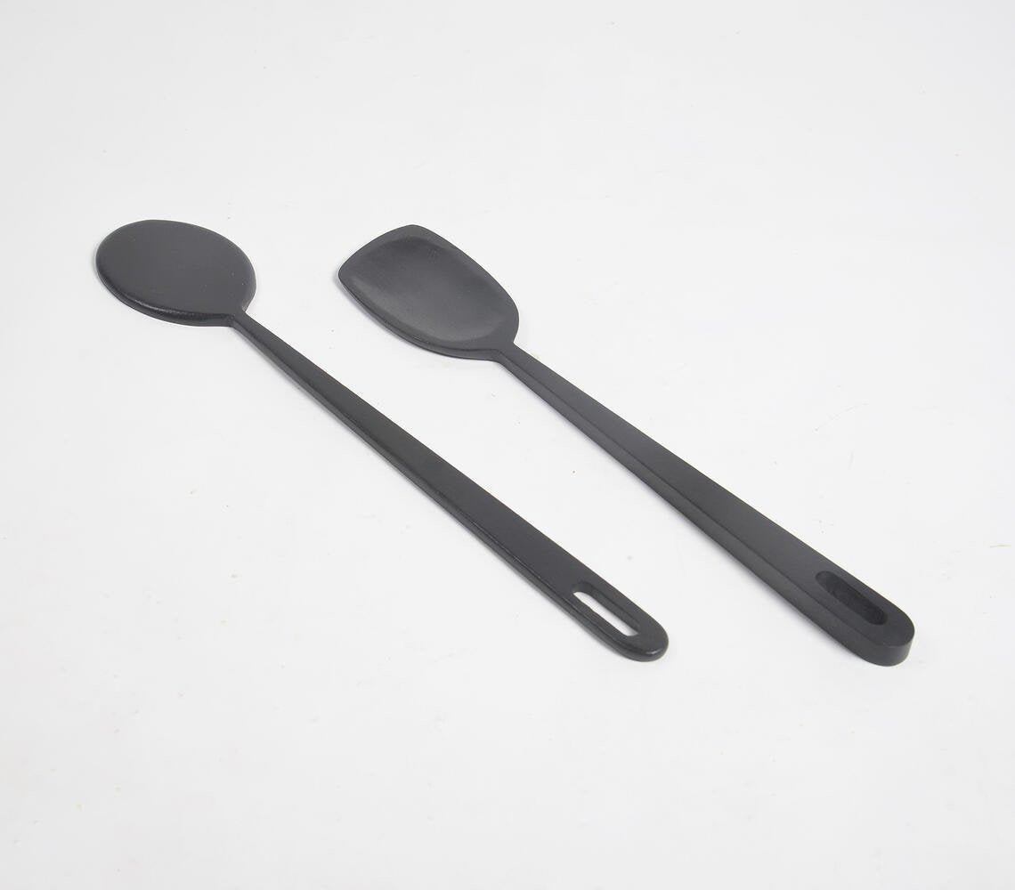 Hand Carved Noir Wooden Spatulas (set of 2)