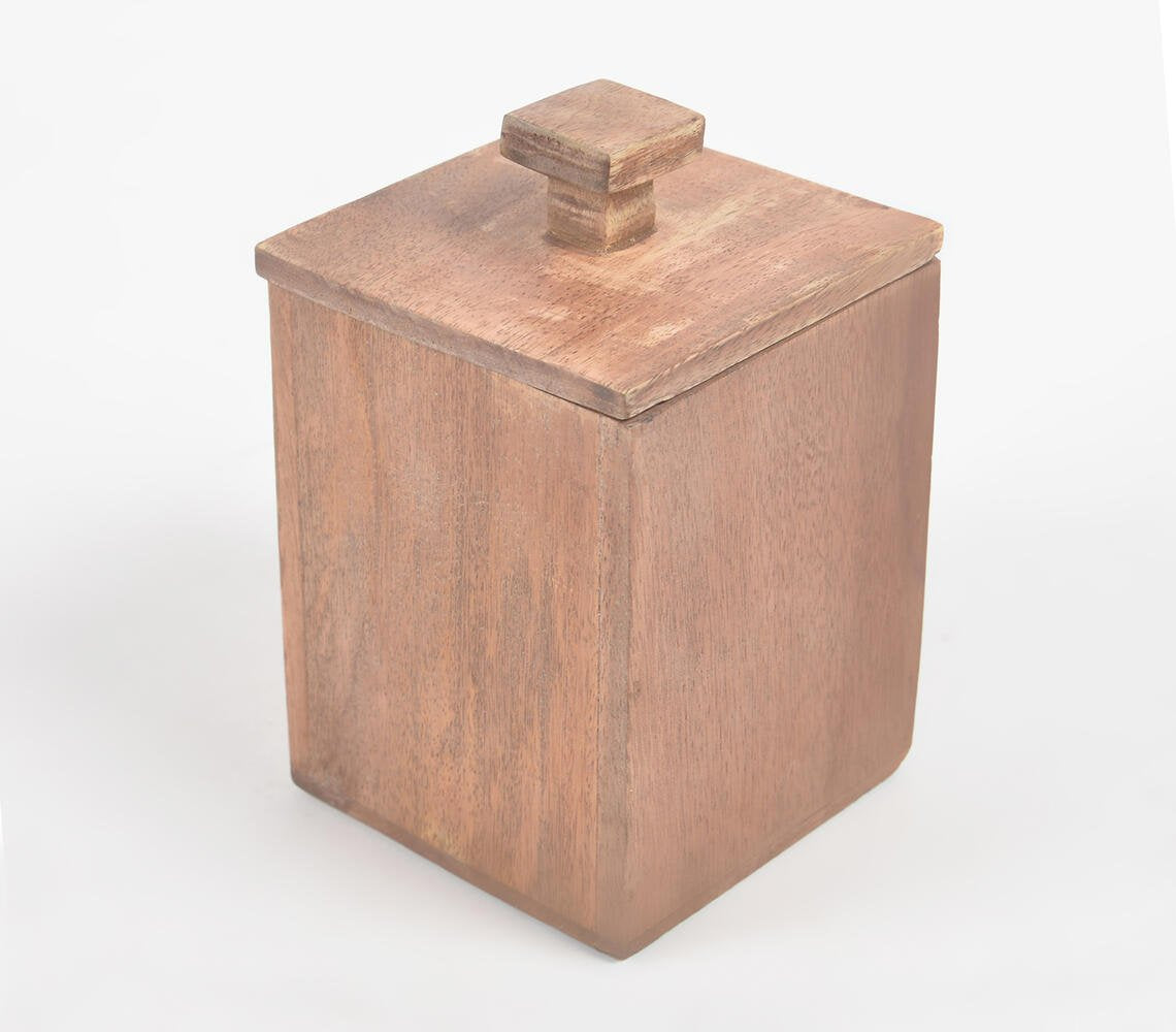 Wooden Square Jar With Air-Tight Lid