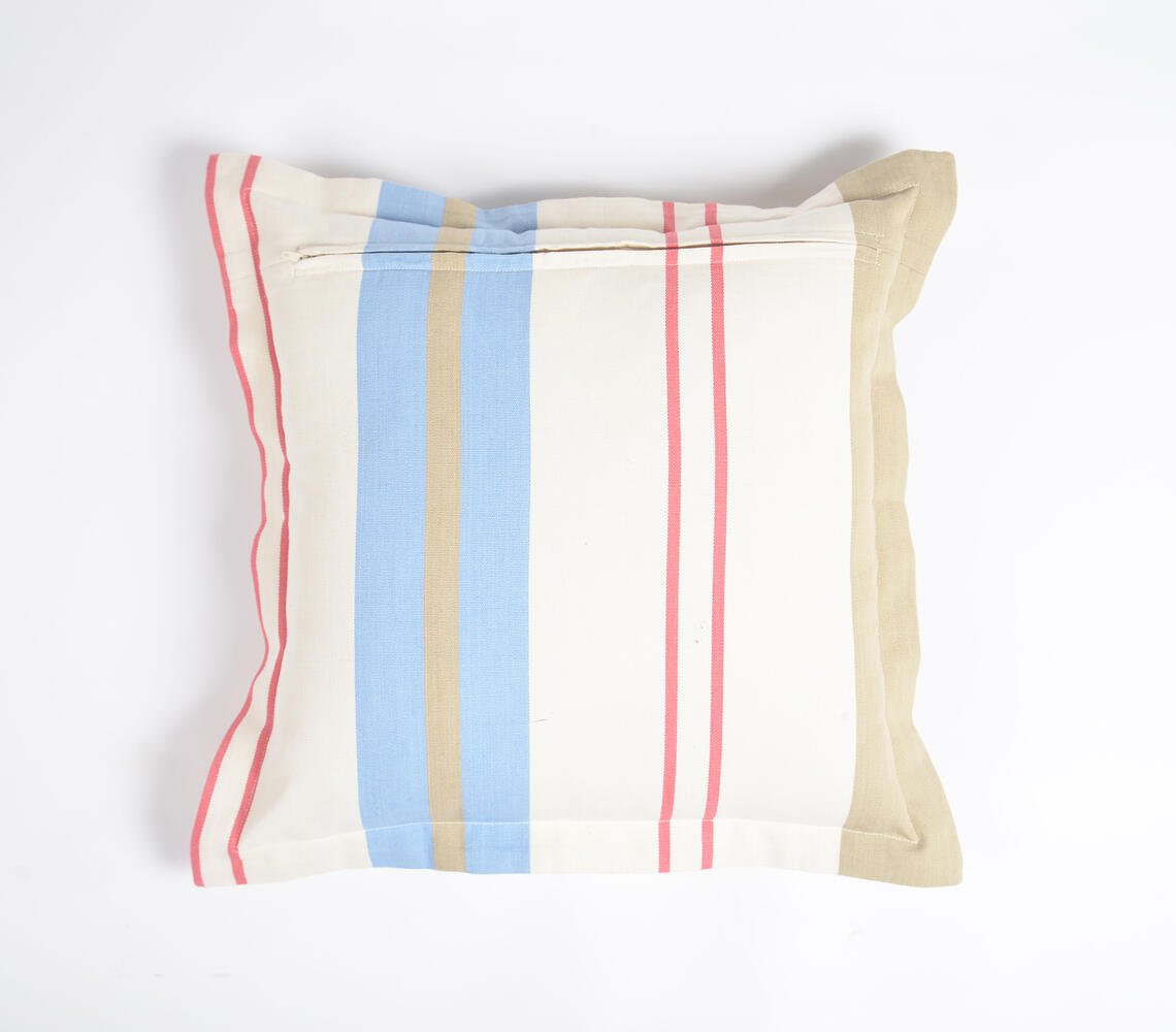 Printed Pastel Stripes Cotton Cushion Cover, 16 x 16 inches