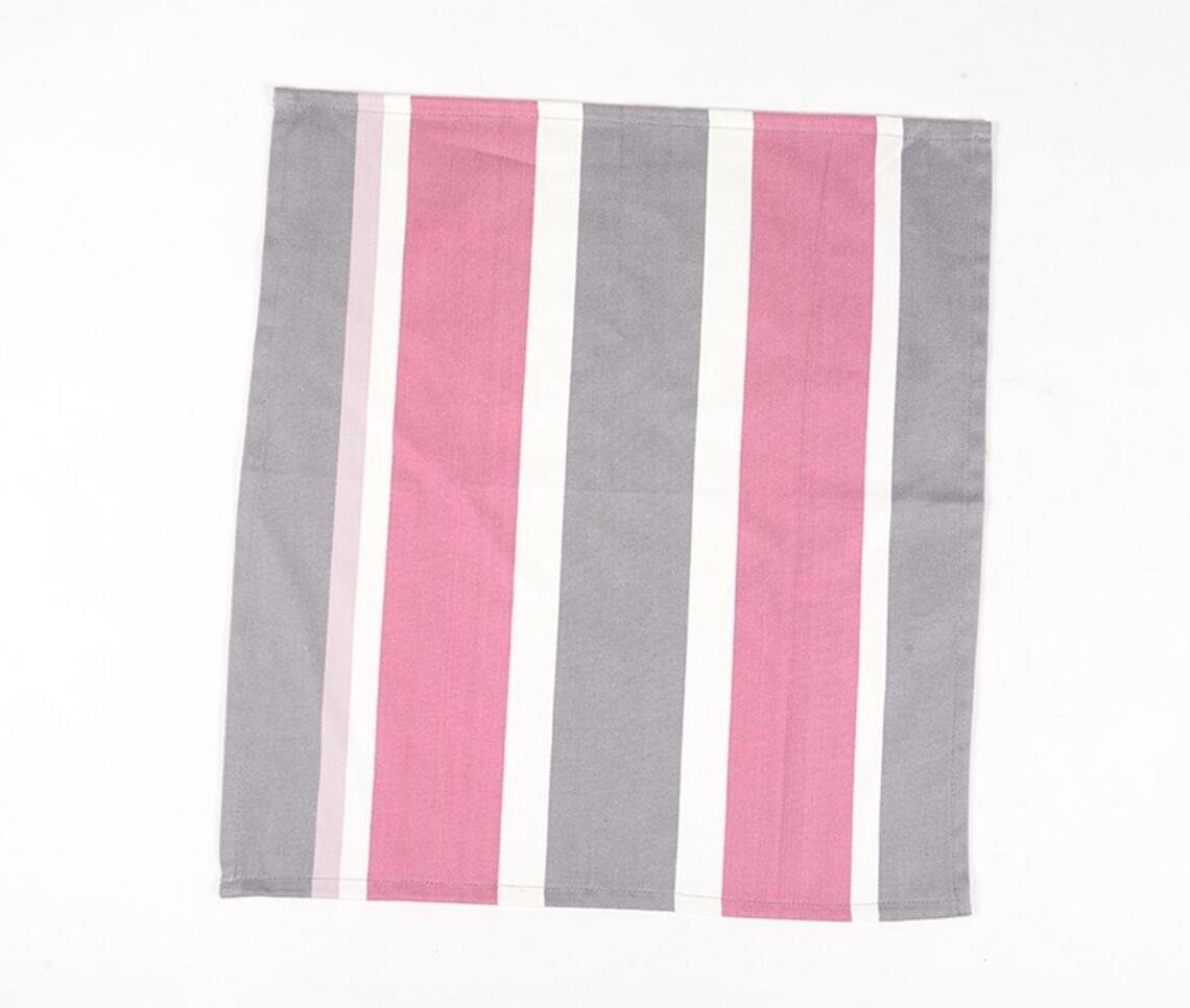 Striped Pink & Grey Table Napkins (Set of 4)