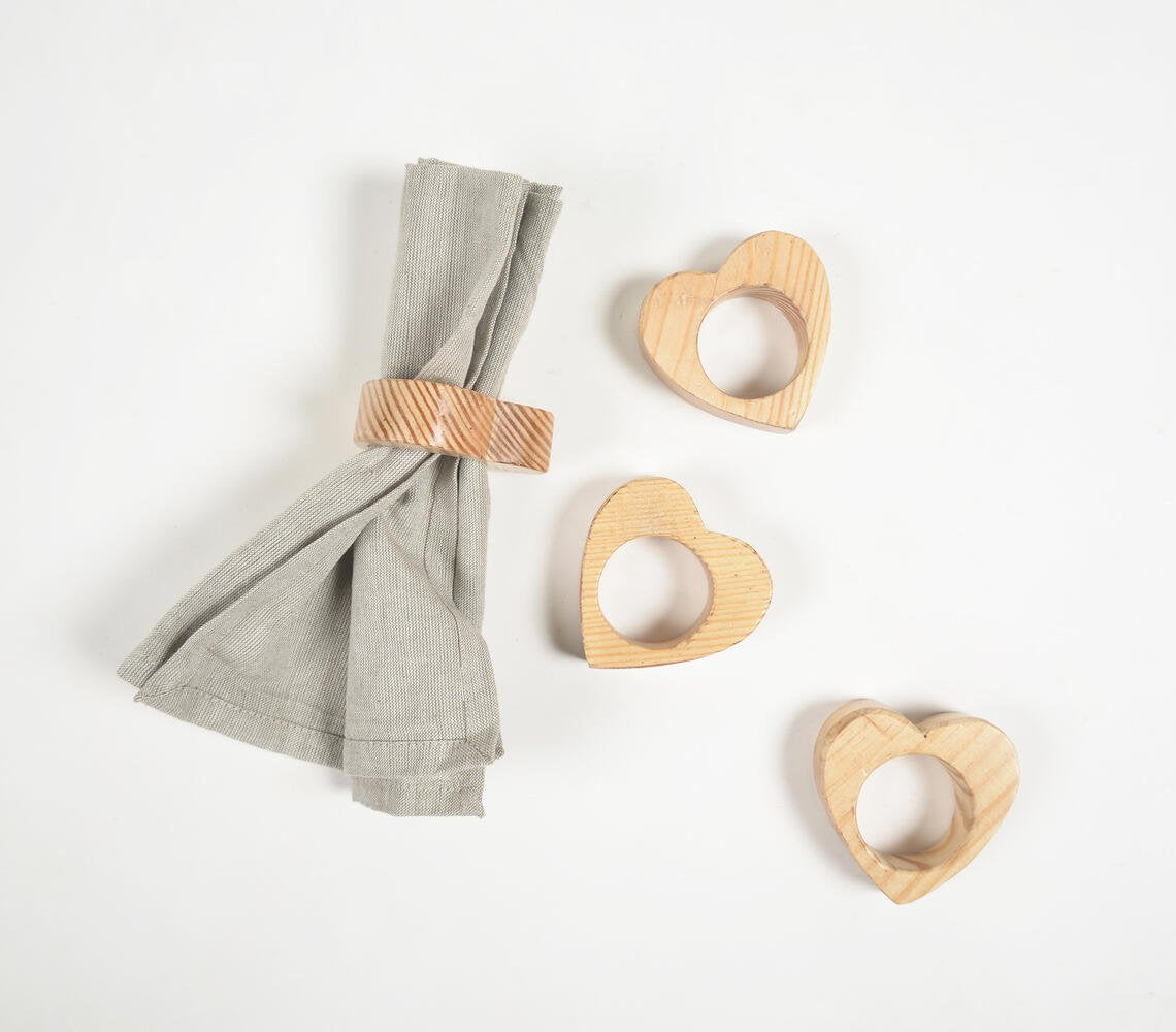 Heart Cut-Out Mango Wood Napkin rings (set of 4)