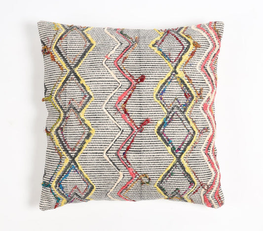 Kussenhoes van geborduurd katoen, Chevron, 18 x 18 inch