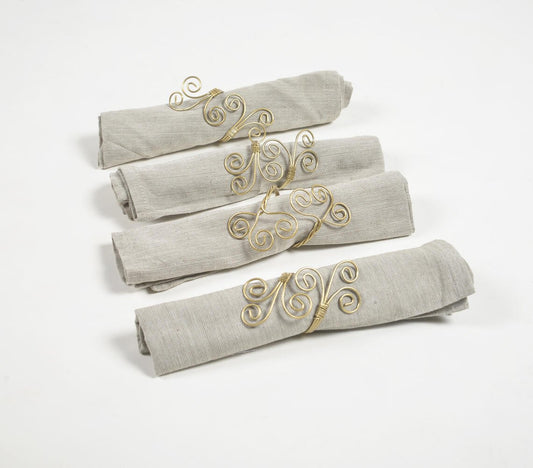 Coiled Metallic Wire Napkin rings (set of 4)