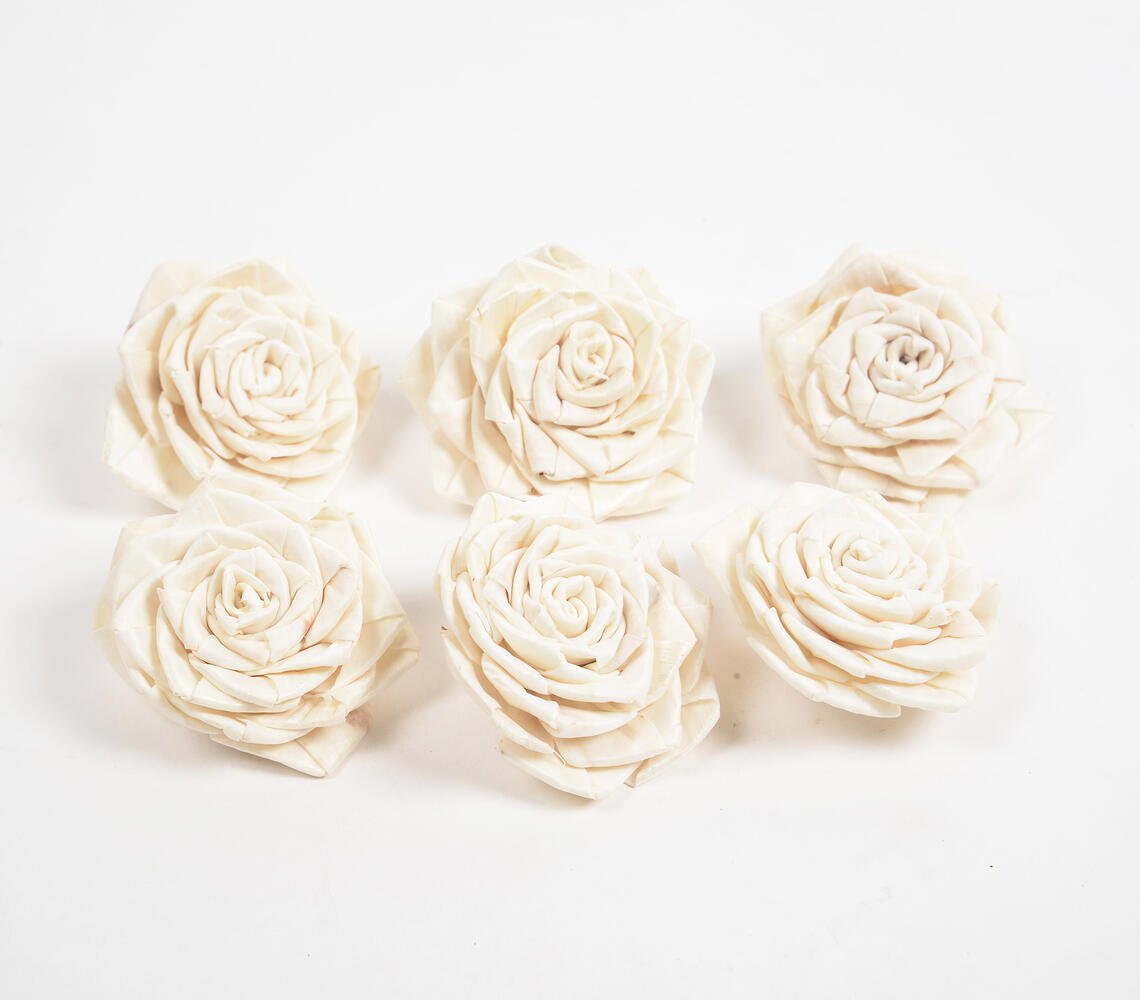 Ivory Rose Eco-Friendly Shola Wood Flowers (Set of 6)