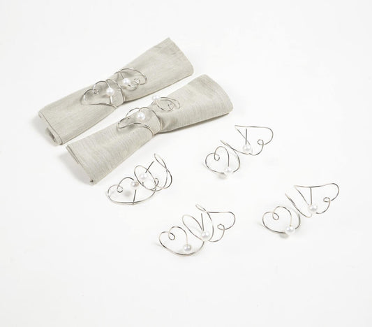 Heart Coiled Pearl Napkin rings (set of 6)