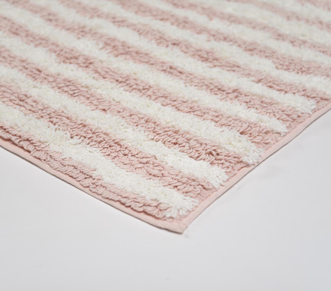 Blush Pink Striped Bathmat