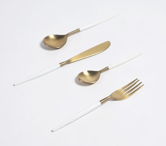 Ivory Enamelled Stainless Steel Cutlery Set