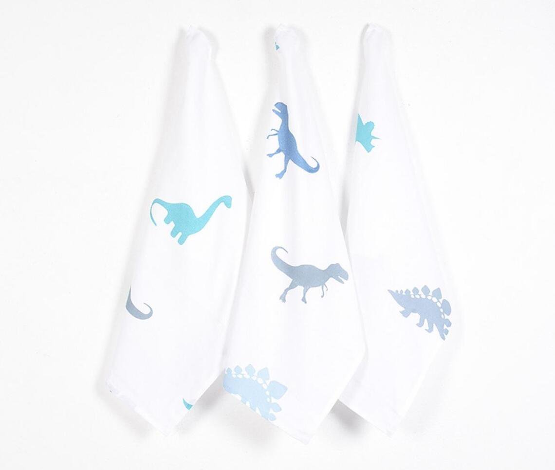 Dino Printed Handloom Kitchen Towels (set of 3)