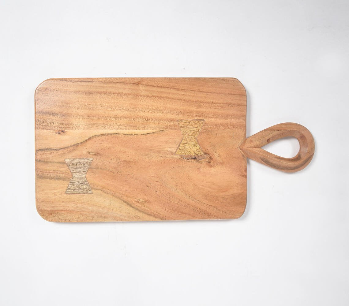 Minimal Cut-Out Acacia Wood Rectangle Cutting Board