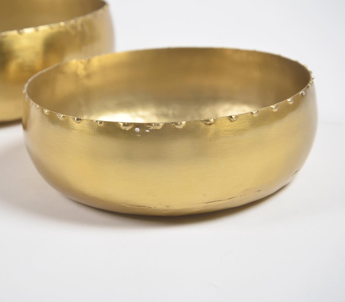 Traditional Gold-Toned Iron Serving Bowls (Set of 2)