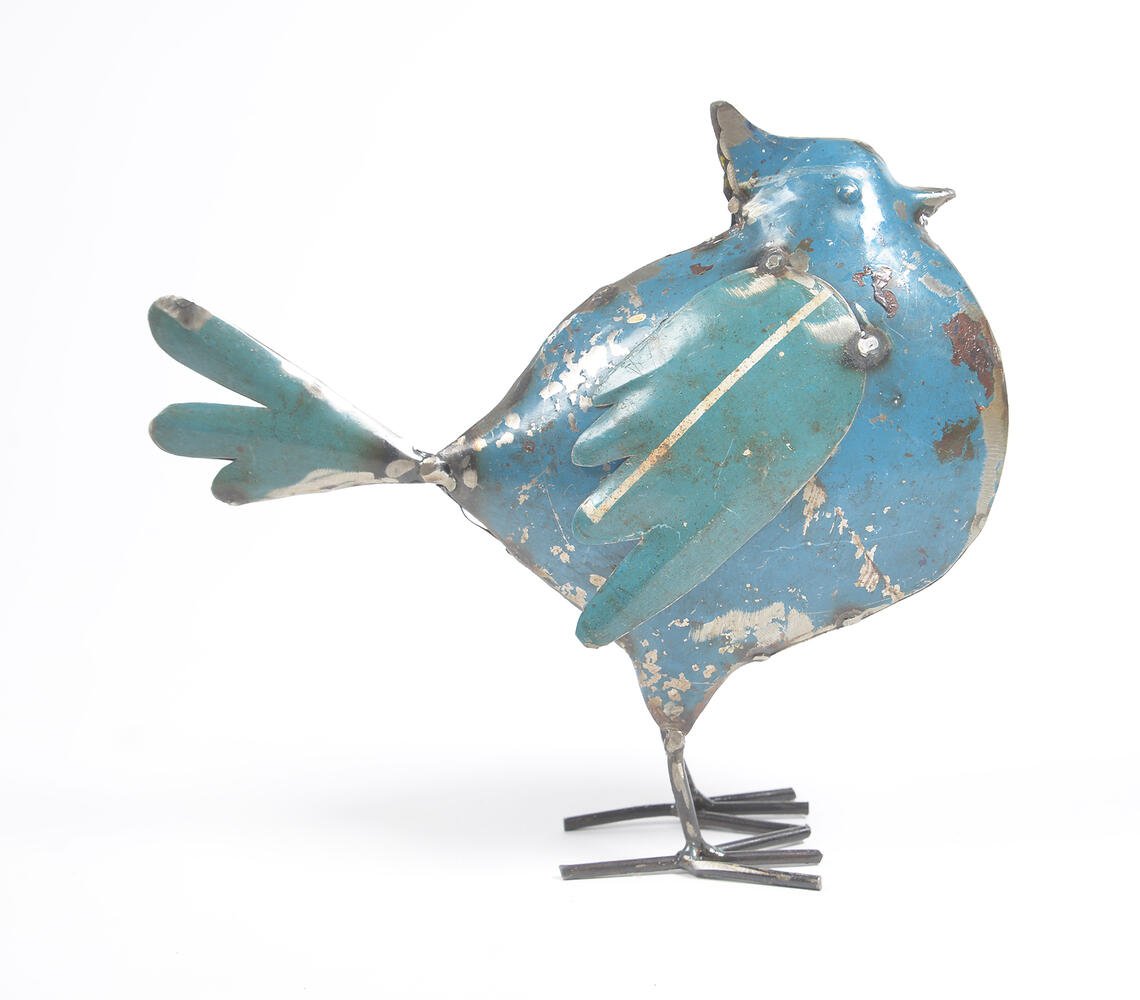 Recycled Iron Blue Bird Tabletop Decorative