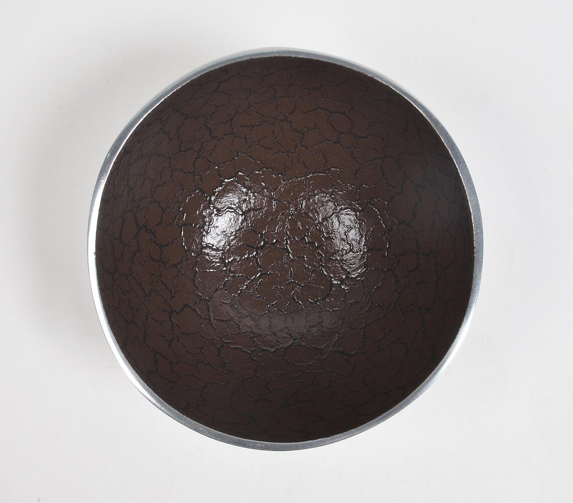 Textured Aluminium Brown Serving Bowl