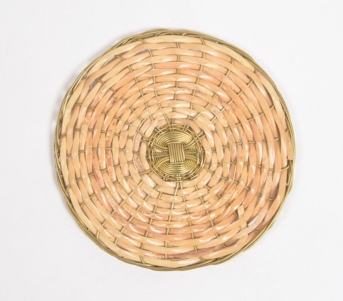 Round Cane & Brass Classic Coasters (Set of 4)