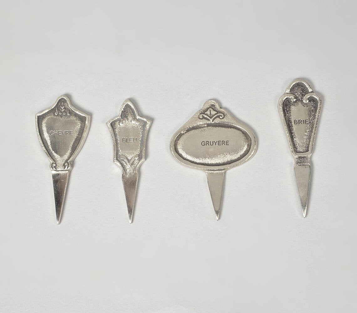 Engraved Vintage Stainless Steel Cheese Markers (Set Of 4)