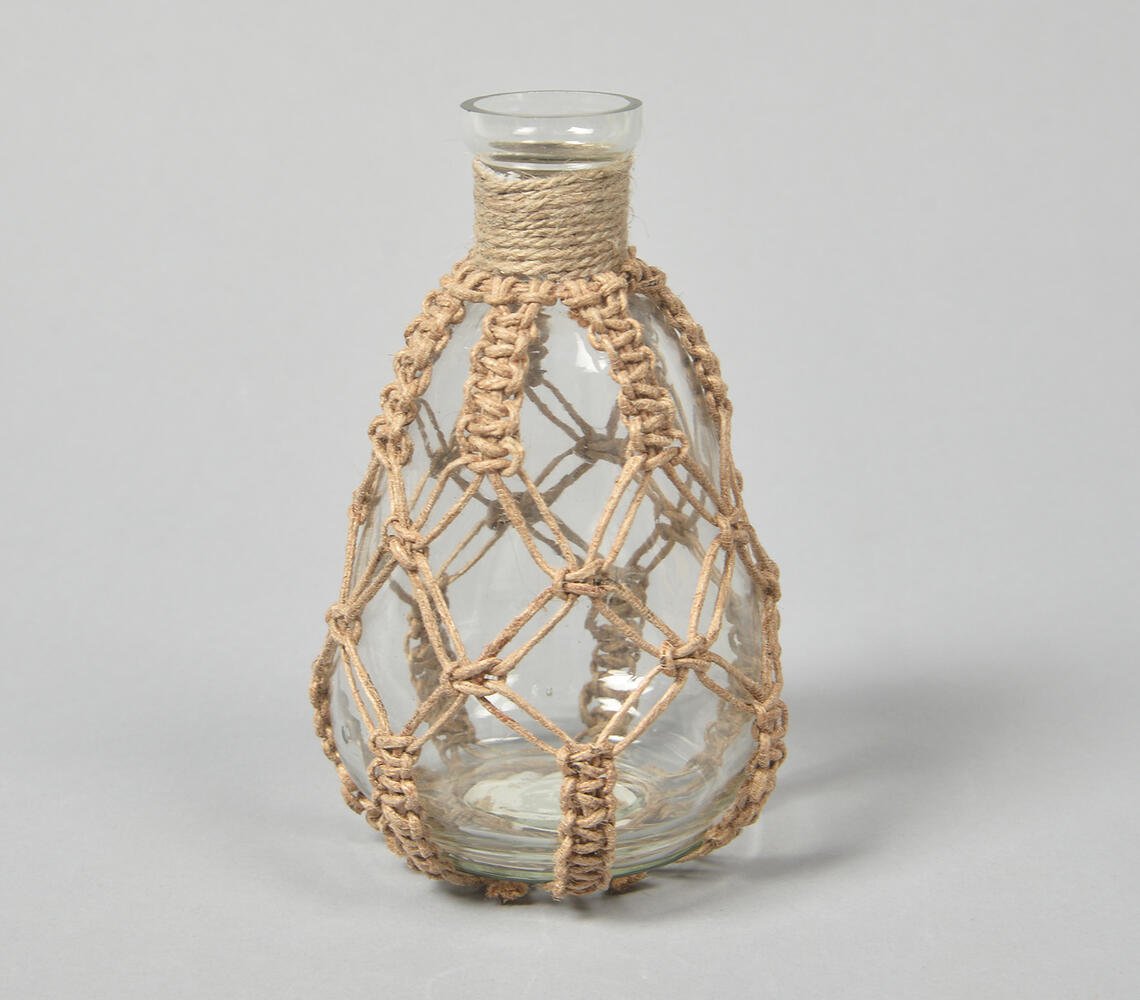 Hand Knotted Jute & Glass Vase