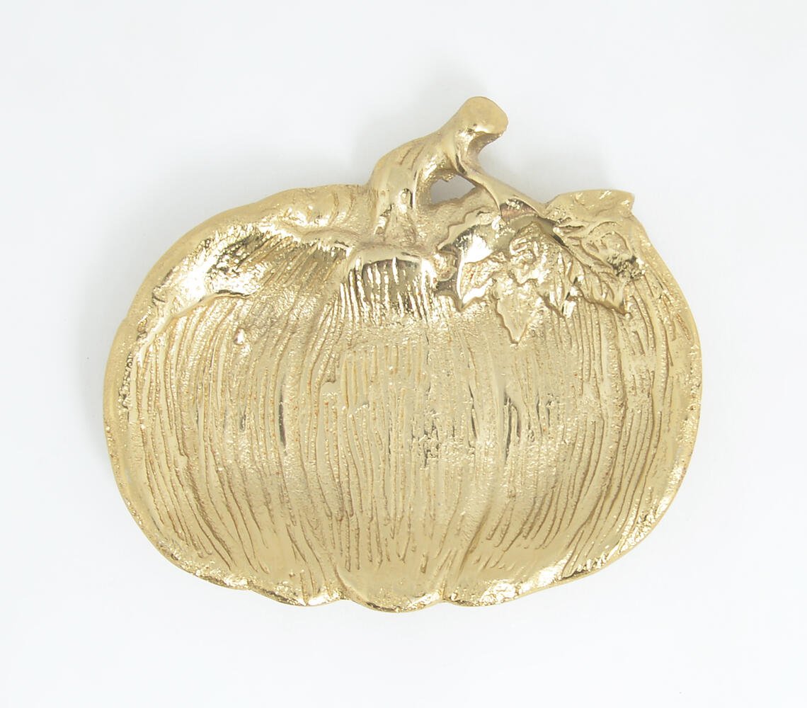 Gold-toned Textured Pumpkin Table Tray