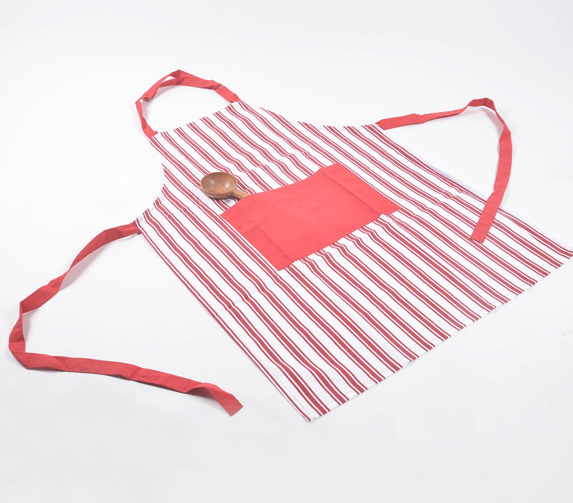 Handcrafted Striped Bold Christmas Cotton Apron