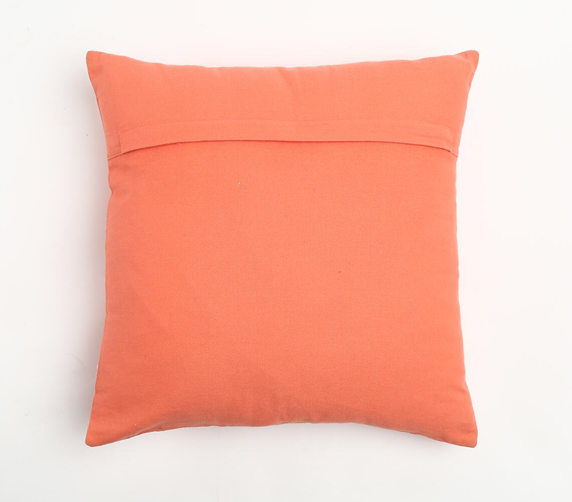 Solid Orange Cotton Cushion Cover, 18 x 18 inches