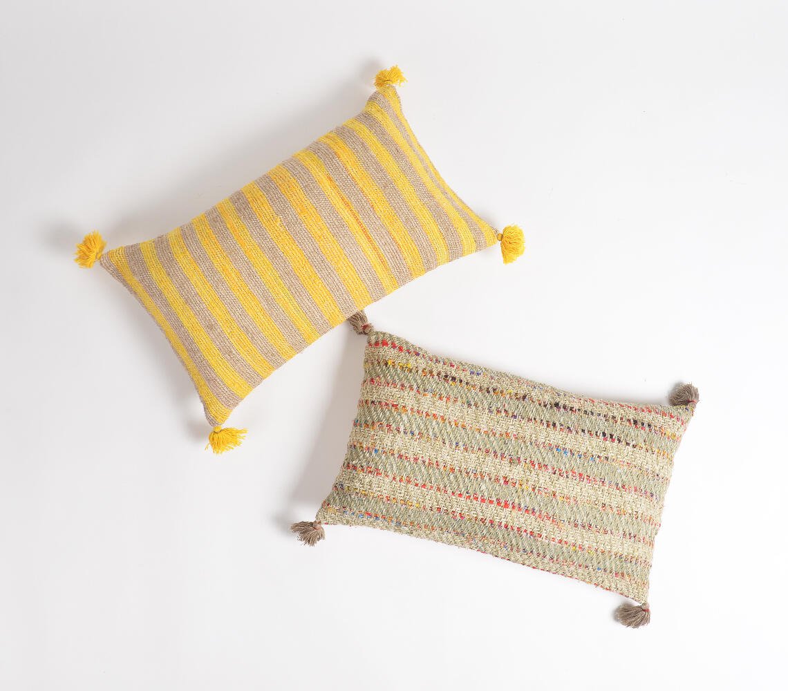 Striped Golden Lumbar Cushion cover