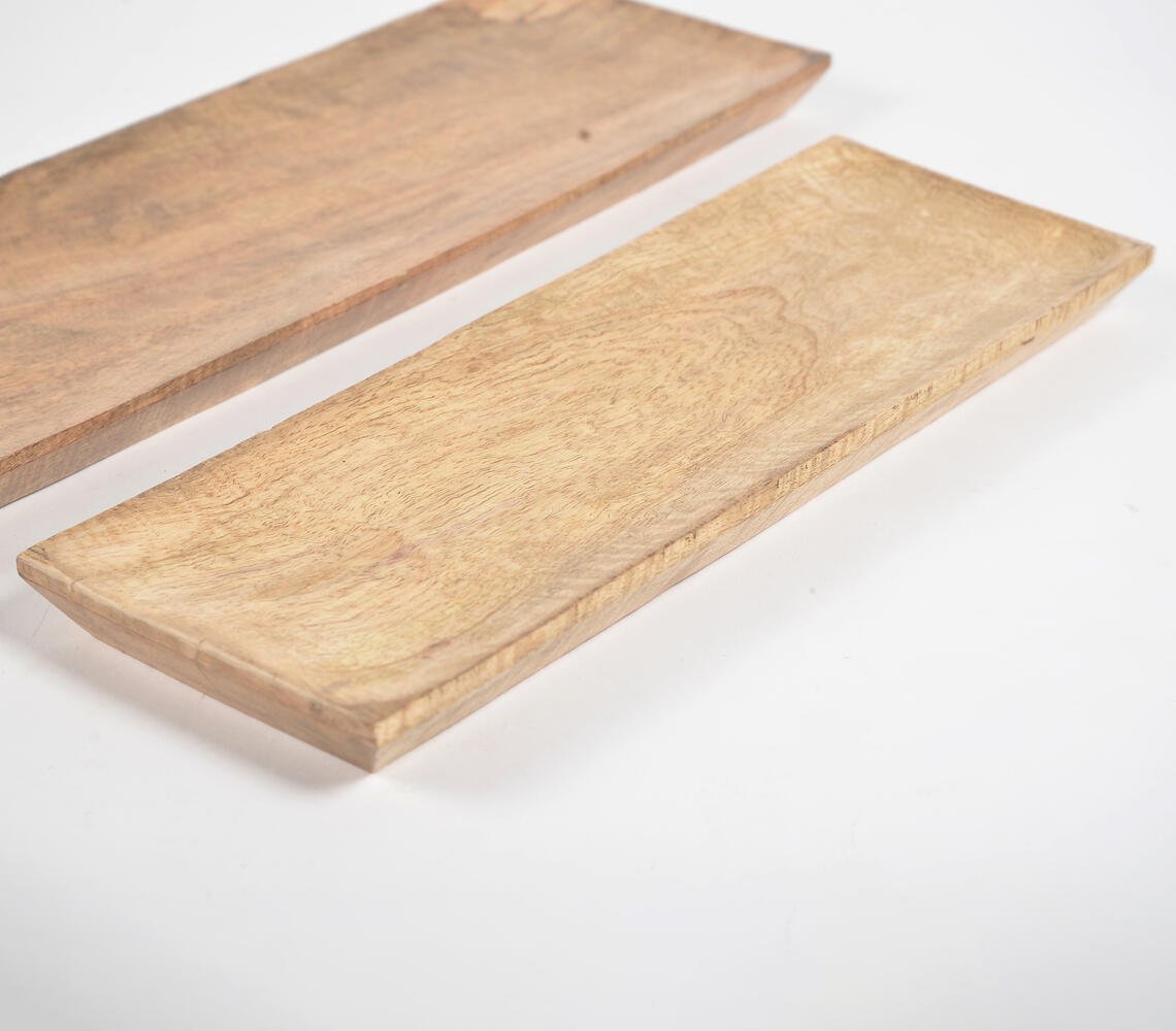 Classic mango wood panel Trays (set of 2)