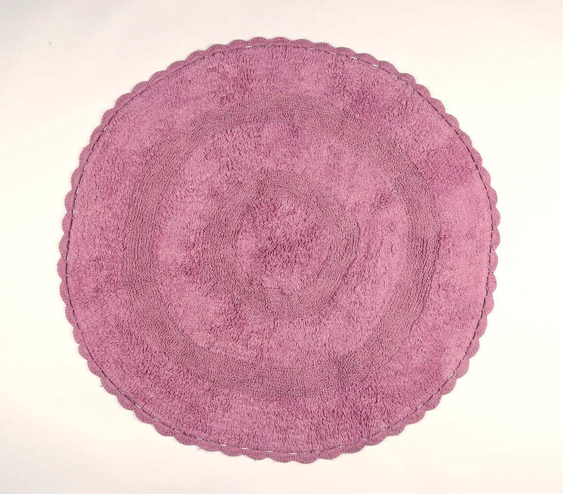 Woven Pink Textured Round Bath mat