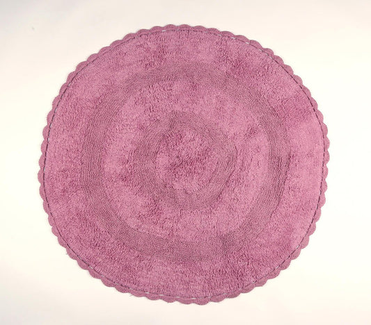 Woven Pink Textured Round Bath mat