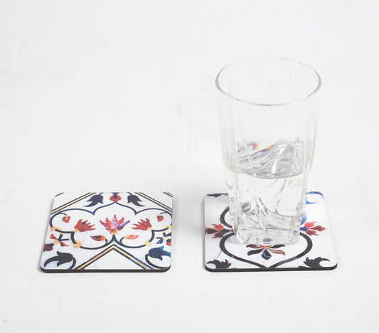 Taj Mahal Floral Laminated & Laser Cut MDF Coasters (set of 2)