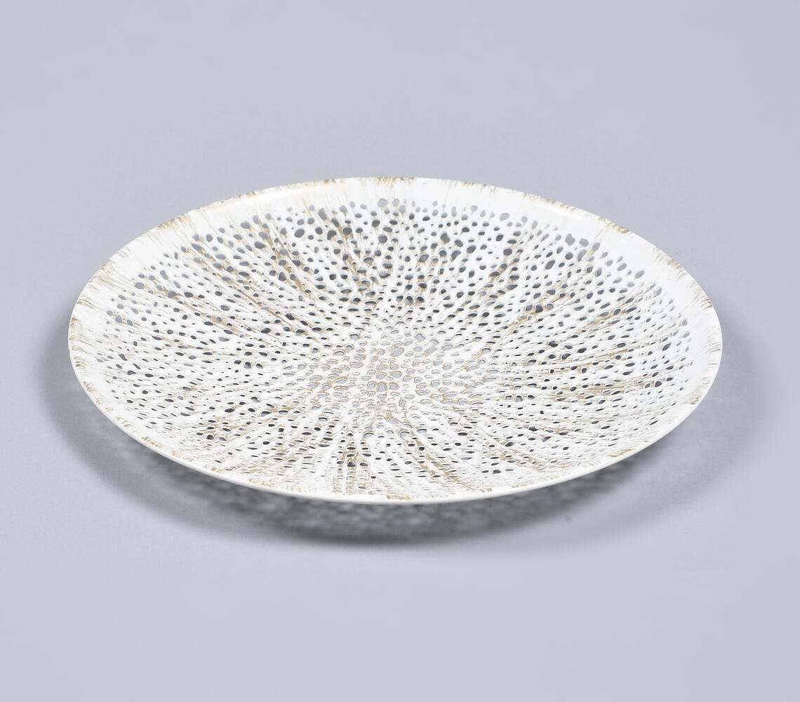 Seived Round White Tabletop Decorative Tray