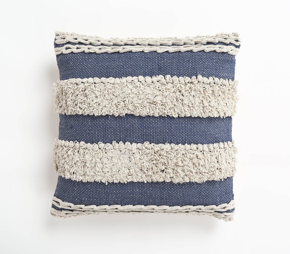 Tufted & Striped Cotton cushion cover