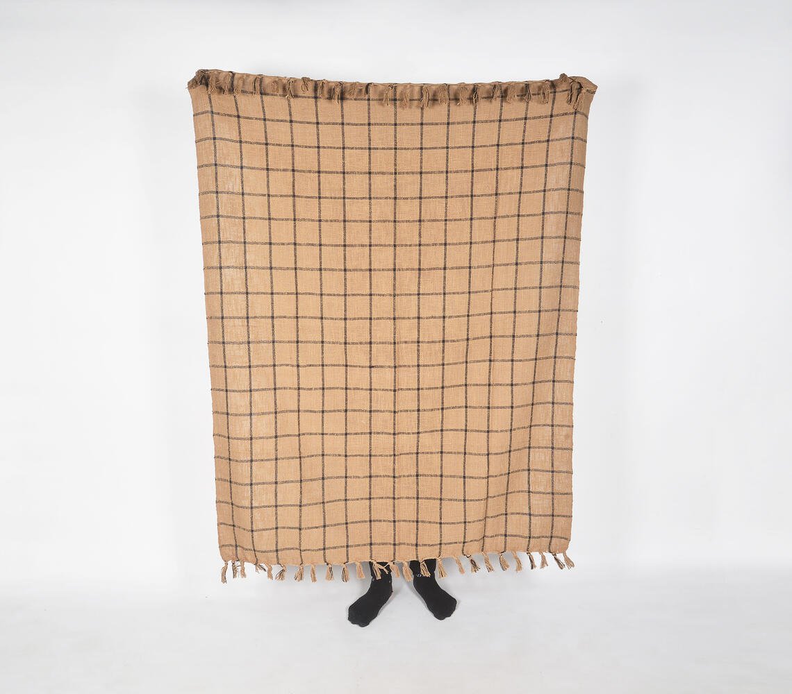 Brown Squares Cotton Throw