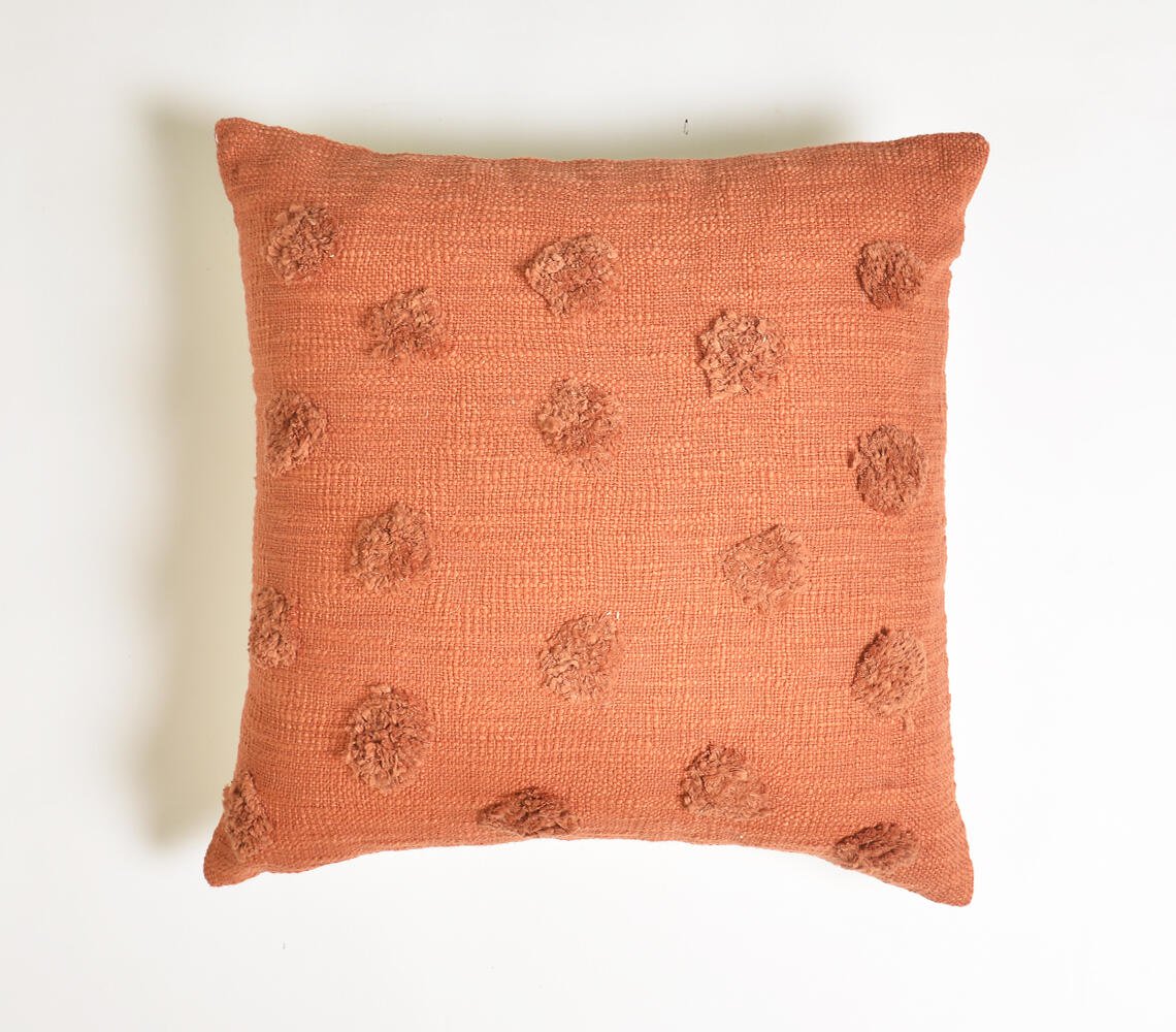 Polka Tufted Rust Orange Cushion cover