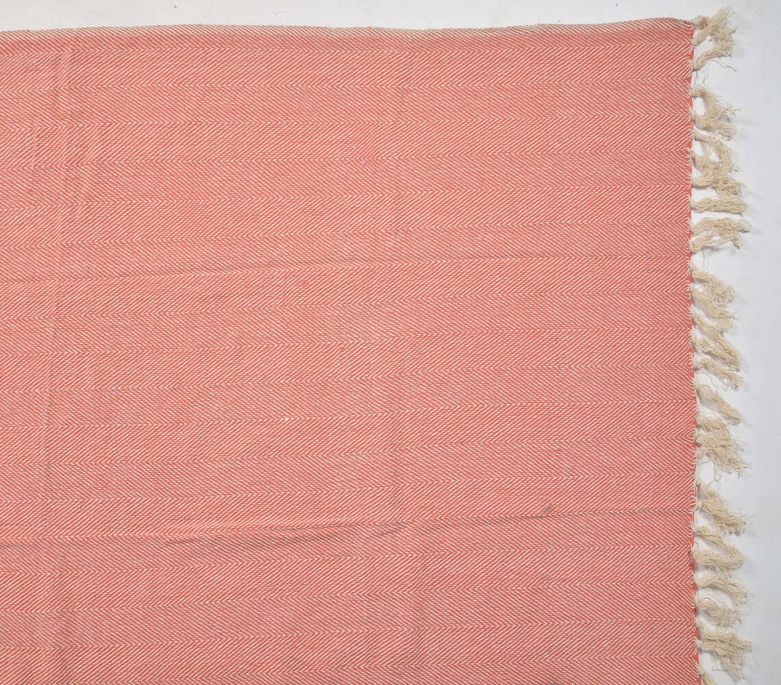 Handwoven Pastel Chevron Coral Tasseled Throw