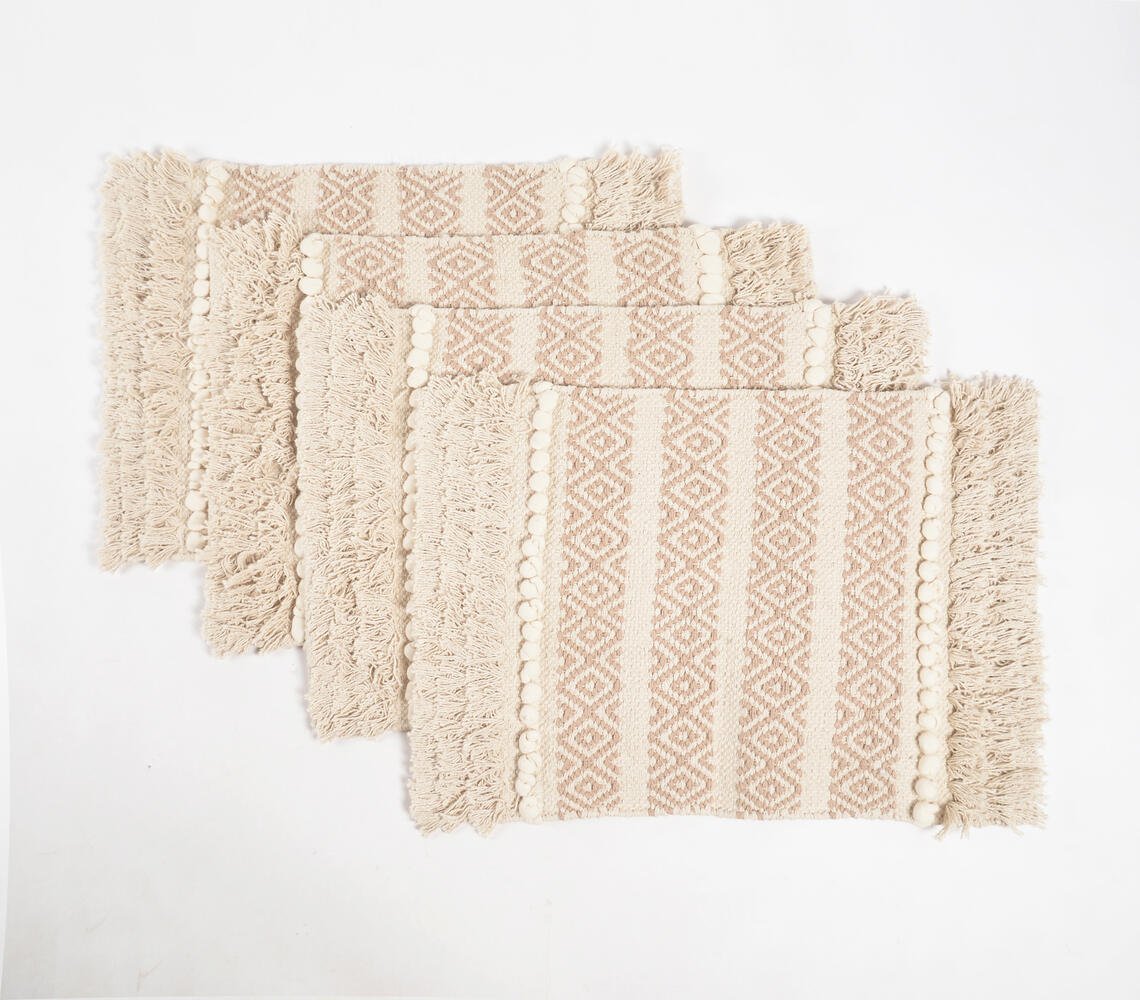 Handwoven Cotton Diamond Panel Placemats (Set of 4)