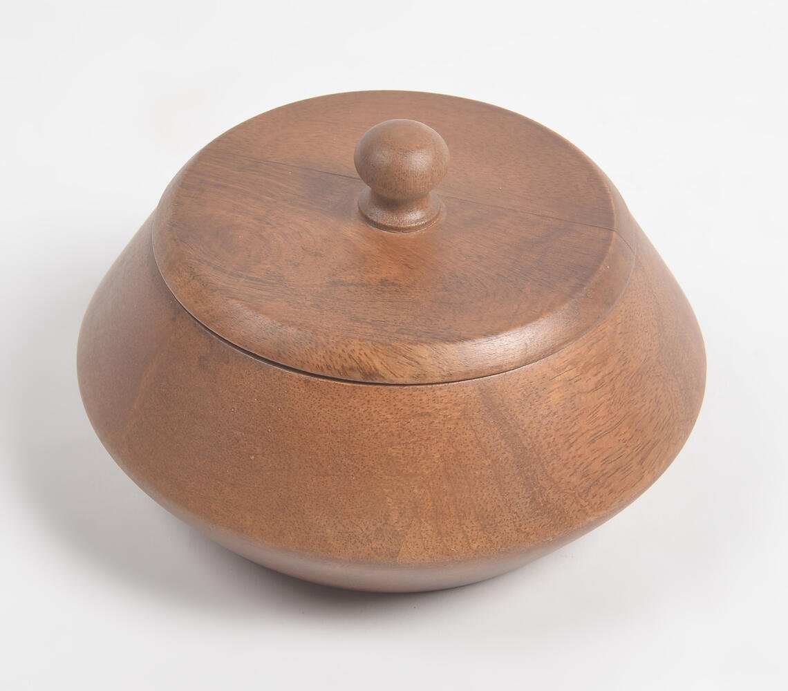 Classic Wooden Serving Bowl with Lid (Small)